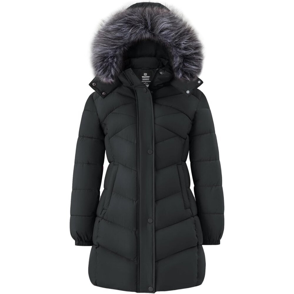 Women's Dark Gray Fashionable Waterproof Quilted Puffer Jacket Coat Winter Warm